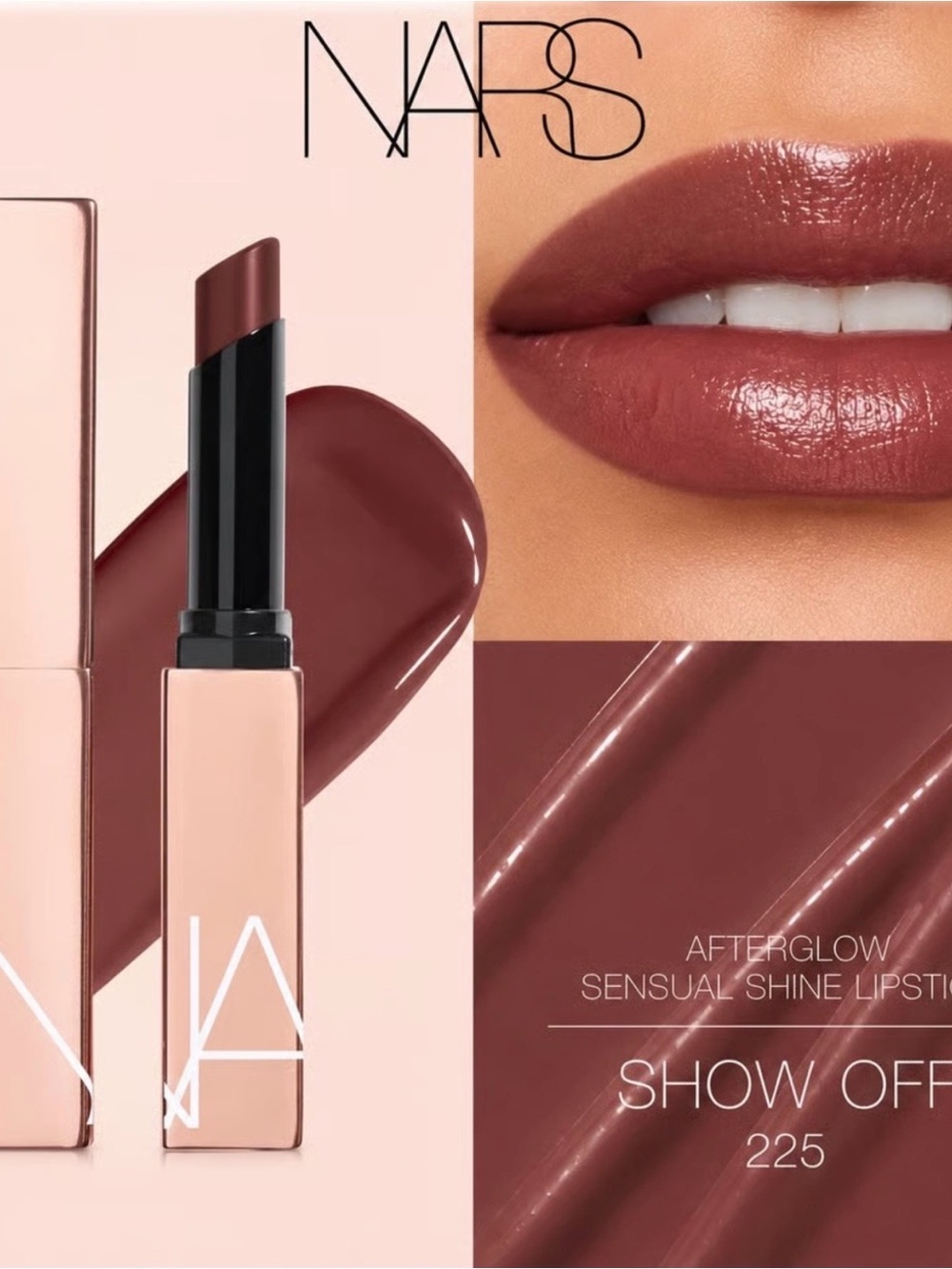 NARS Bestseller Show Off 225 (Mahogany)Afterglow Sensual Shine Lipstick, NEW $36